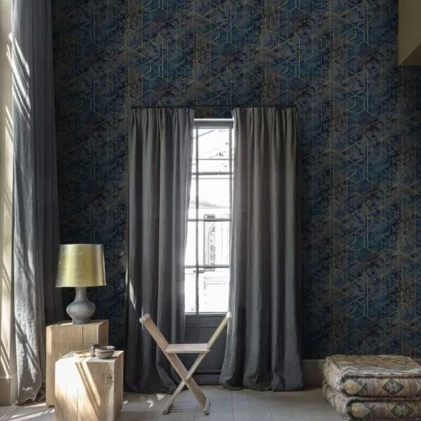 Papel De Parede Wanderlust Geométrico Azul Wl2503