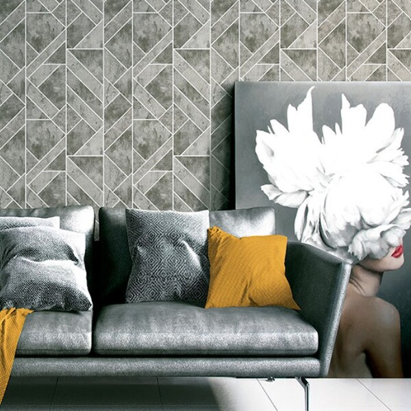 Papel De Parede Wiler Colorkey - Geométrico Cinza Escuro (bri