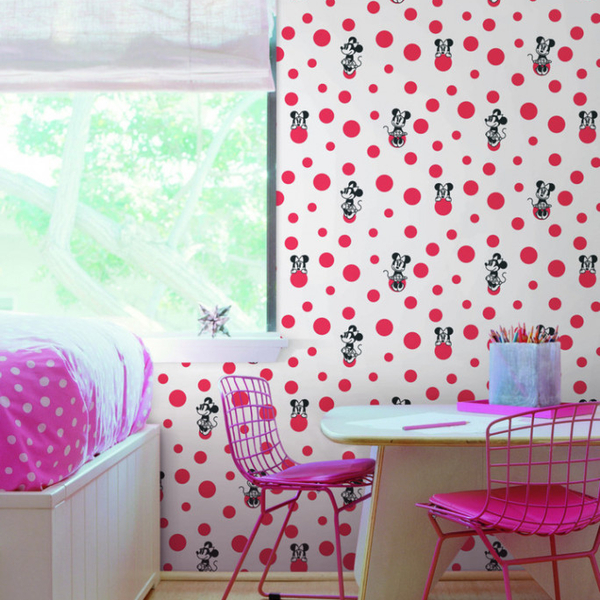 Papel De Parede Wiler Disney Minnie Bolas - Vermelho