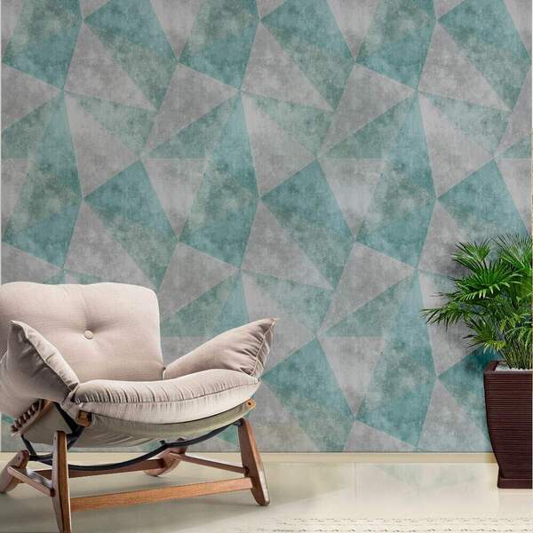 Papel De Parede Zara Verde Água E Cinza 08-60x300cm