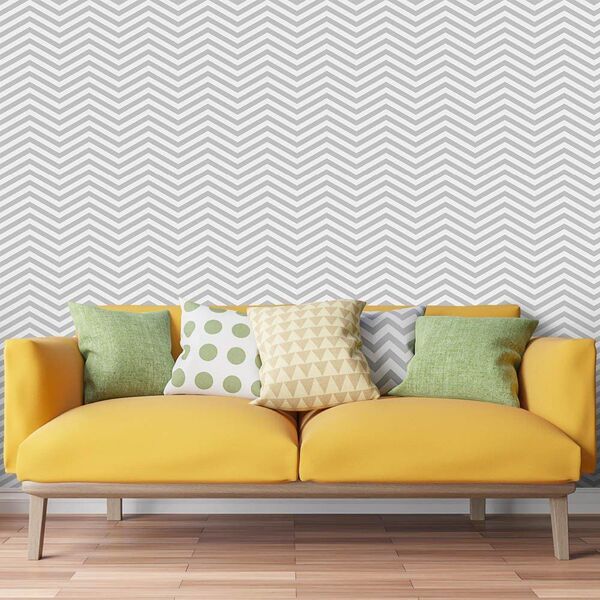 Papel De Parede Zig Zag Cinza - 0 50 X 2 50 Metros