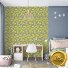 Papel Parede Adesivo Geométrico Cubos Amarelos Cinza Sala 3m