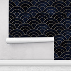 Papel Parede Adesivo Geométrico Meia Lua Preto Gold Sala 3m