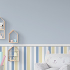 Papel Parede Adesivo Infantil Bebê Listras Azul E Amarelo 3m