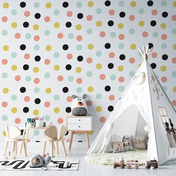 Papel Parede Adesivo Infantil Bolinhas Polka - Inf101