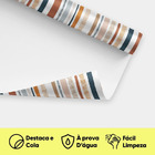 Papel Parede Adesivo Listrado Laranja Azul E Branco Moderno