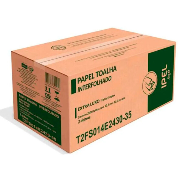 Papel Toalha Interfolha Soft 2 Dobras 22,5x20,5 C/2000 Ipel