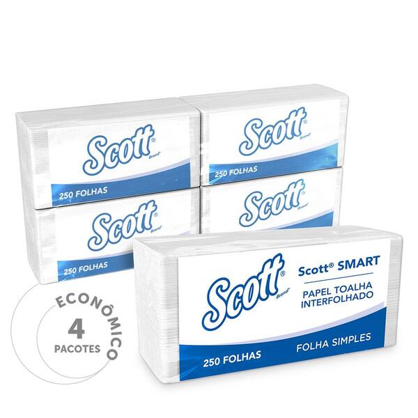 Papel Toalha Interfolhado Scott Smart Folha Simples 250 Folha