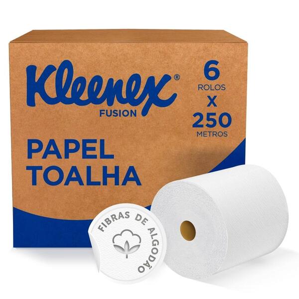 Papel Toalha Rolo Kleenex 250m Folha Simples - Caixa Com 6 Un