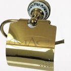 Papeleira de Banheiro Vintage Dourado e Porcelana