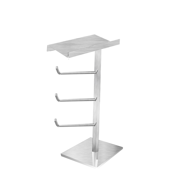 Papeleira De Piso Tripla Em Aço Inox Escovado Grego Metal