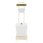 Papeleira Dourada Com Lixeira Quadrada E Acessório Lenço E Ce