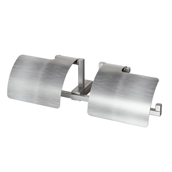 Papeleira Dupla Com Cobertura Quartzo Grafite Escovado Fani