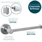 Papeleira Parede Metal Inox Cromado Porta Papel Higienico Par