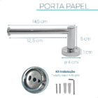 Papeleira Parede Metal Inox Cromado Porta Papel Higienico Par