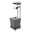 Papeleira Preta Com Lixeira Quadrada E Acessório Lenço E Celu