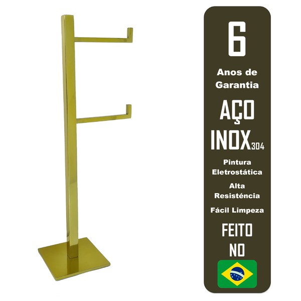 Papeleira Quadrada De Chão Gold Com Reserva Inox 304