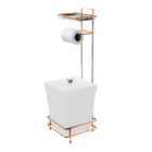 Papeleira Rose Gold Com Lixeira Quadrada E Acessório Lenço E