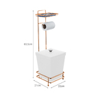 Papeleira Rose Gold Com Lixeira Quadrada E Acessório Lenço E