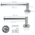 Papeleira Suporte Papel Higienico E Cabide Gancho Metal Inox