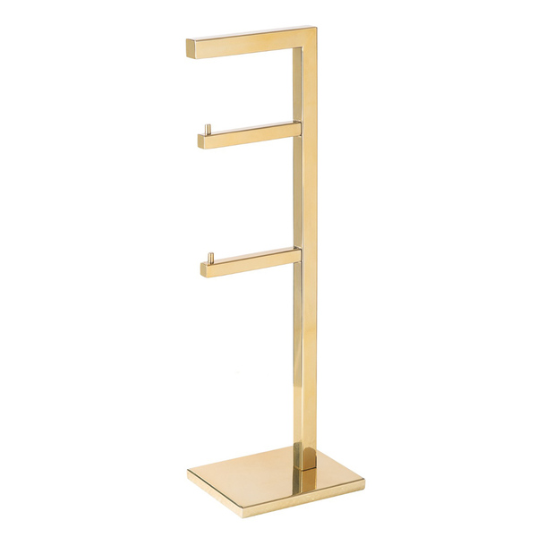 Papeleira Vertical Piso 2 Rolos 50cm Aço Inox Dourado Brilhan