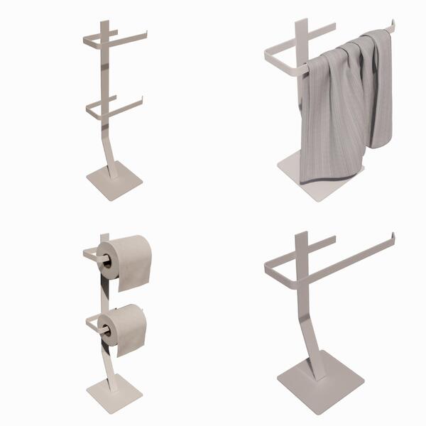 Papeleiro Porta Papel Chão Duplo Toalheiro Bancada Branco