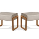 Par 2 Puff Perfeito Sala Estar Recepção Ferro Tecido Veludo A