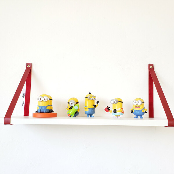 Par Alças 2cm Couro Sint Para Prateleira Couro:vermelho