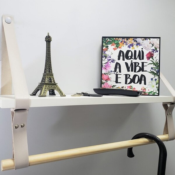 Par Alças 3cm Couro Sint. + Prat. + Cab. Horizontal 1d Couro: