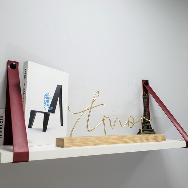 Par Alças 3cm Couro Sint. + Prateleira 60x18 + Tampas 1a Cour