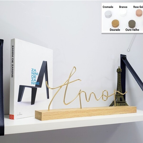 Par Alças 3cm Couro Sint. Azul Mar P/ Prateleira + T. Metal T