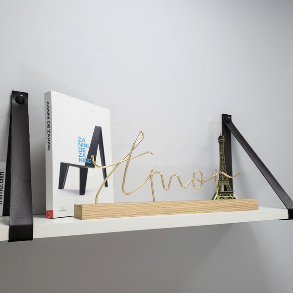 Par Alças 3cm Couro Sint. Para Prateleira + Tampas 1c Couro:m