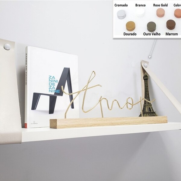 Par Alças 4cm Couro Sint. + Prateleira 60x18 + T Metal 1b Tam