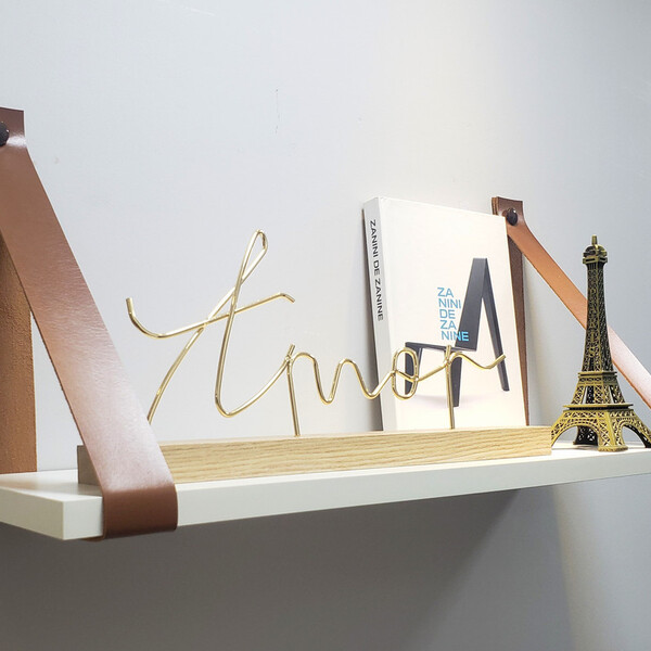 Par Alças 4cm Couro Sint. + Prateleira 60x18 + Tampas 1c Cour