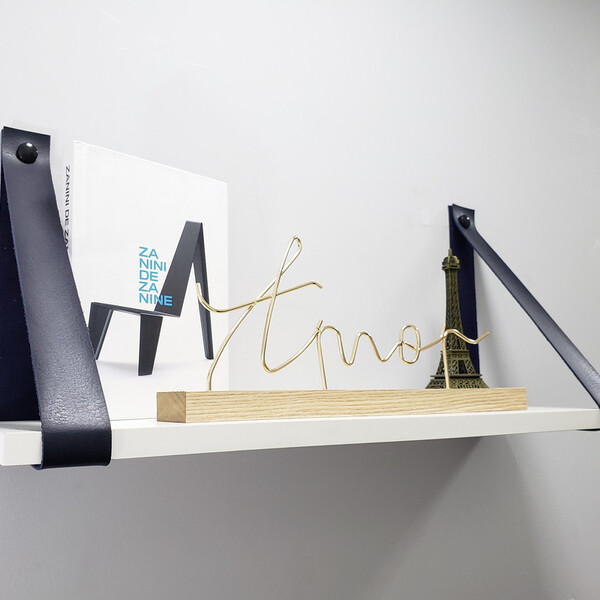 Par Alças 4cm Couro Sint. Para Prateleira + Tampas 1c Couro:a