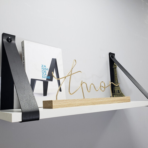 Par Alças 4cm Couro Sint. Para Prateleira + Tampas 1c Couro:p