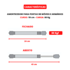 Par Amortecedor Pistão Gás Porta Móveis Armários 784n/80kgf -