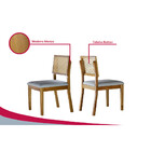 Par Cadeiras Hera Madeira Maciça Encosto Rattan Móveis Mundial