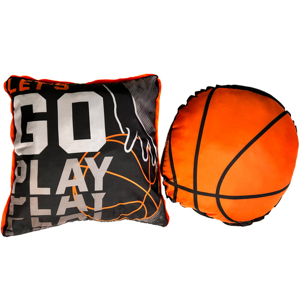 Par De Almofadas Cheias Basquete Preto/laranja 45cm X 45cm -