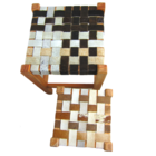 Par de Bancos Madeira com Couro (45 e 30 Cm) Vale do Jequitin