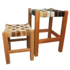 Par de Bancos Madeira com Couro (45 e 30 Cm) Vale do Jequitin