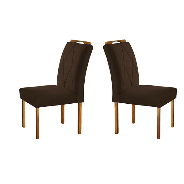 Par De Cadeiras Rubi Em Madeira Maciça E Tecido Veludo Móveis