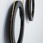 Par De Espelhos Redondos Moldura Preta Com Sisal