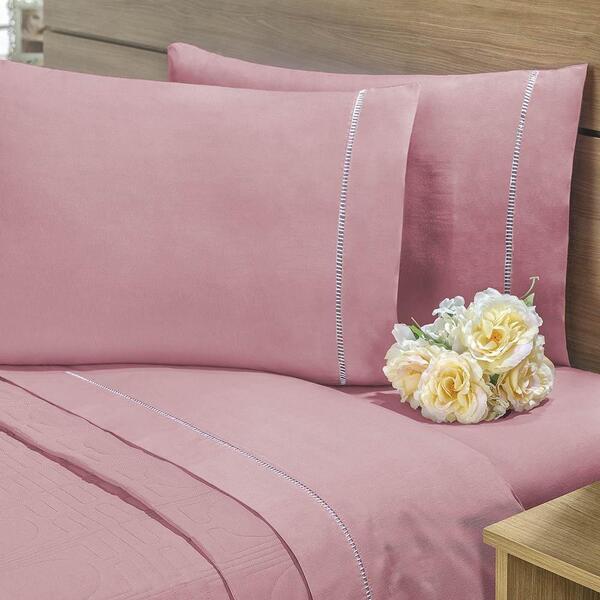 Par De Fronhas King 50x90cm Percal Rosê