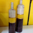 Par De Garafas Decorativas Cerâmica  Marrom Escuro C/ Amarelo