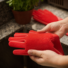 Par de luvas para limpeza vermelha Mozcada