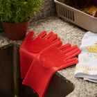 Par de luvas para limpeza vermelha Mozcada
