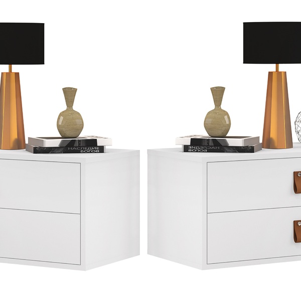 Par De Mesa Lateral Unic 60cm: Mesa De Cabeceira Com Gavetas