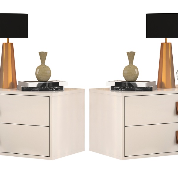 Par De Mesa Lateral Unic 60cm: Mesa De Cabeceira Com Gavetas