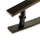 Par De Puxador De Porta 40x4cm Barra Chata Bronze Arco Curvo